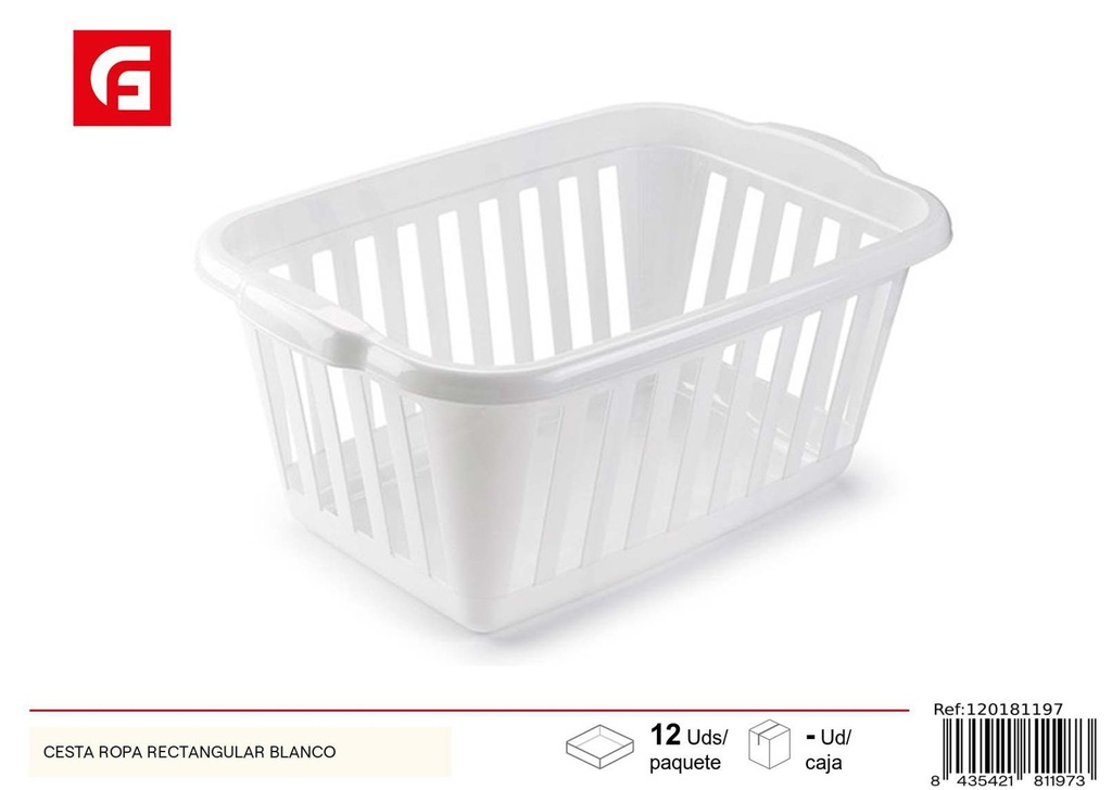 Cesta de ropa rectangular blanca - Artículos para hogar