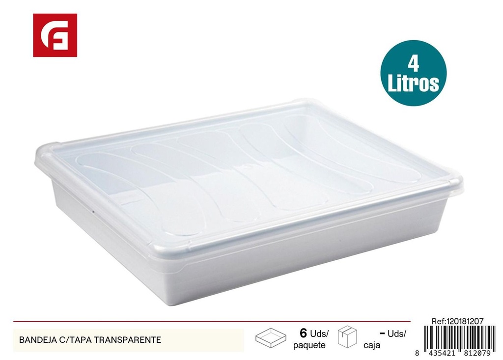 Bandeja con tapa transparente para cocina y organización