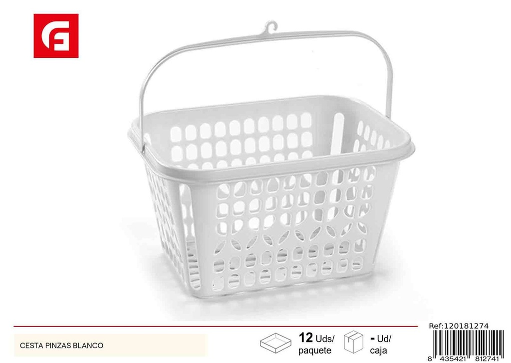 Cesta de pinzas blanca - Accesorios para el hogar