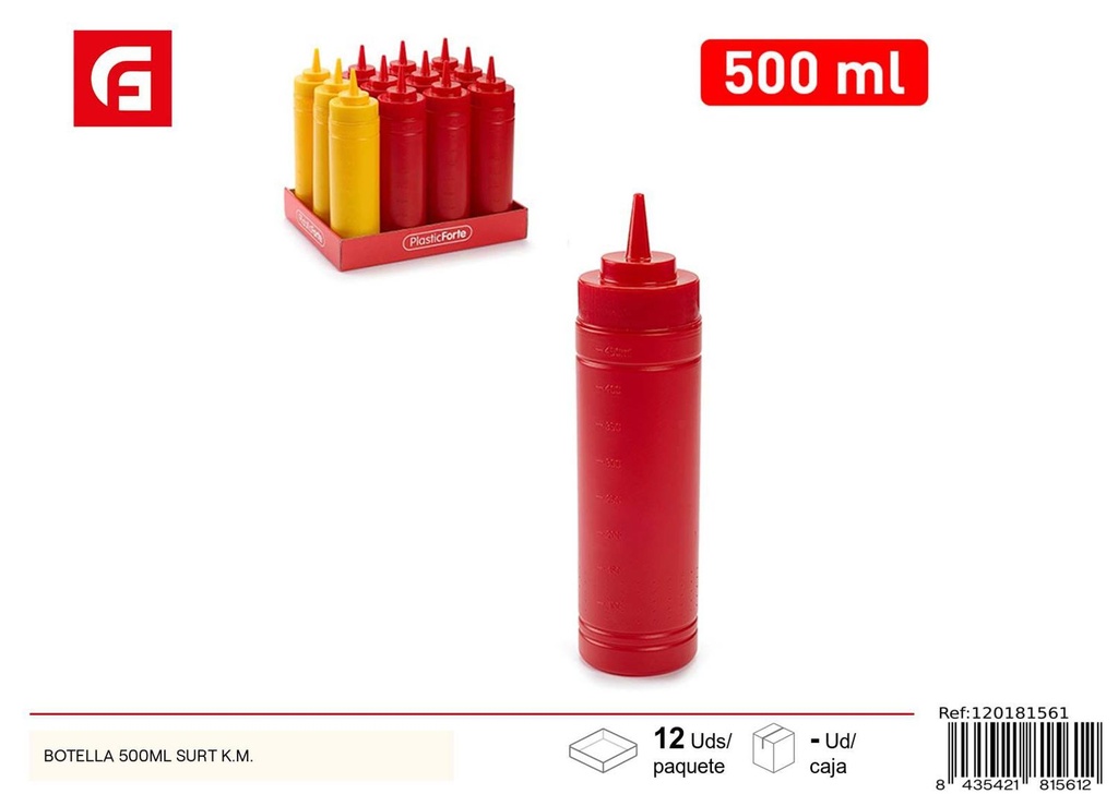 Botella de 500ml surtida para condimentos y salsas