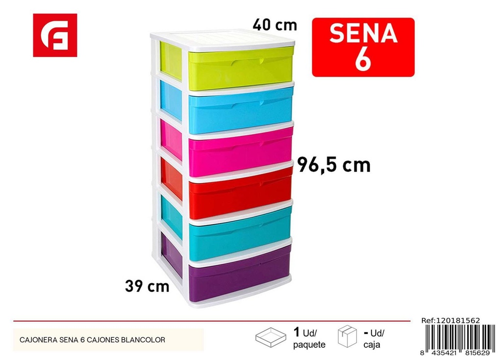 Cajonera Sena 6 Cajones Blanco - Mueble de Almacenamiento