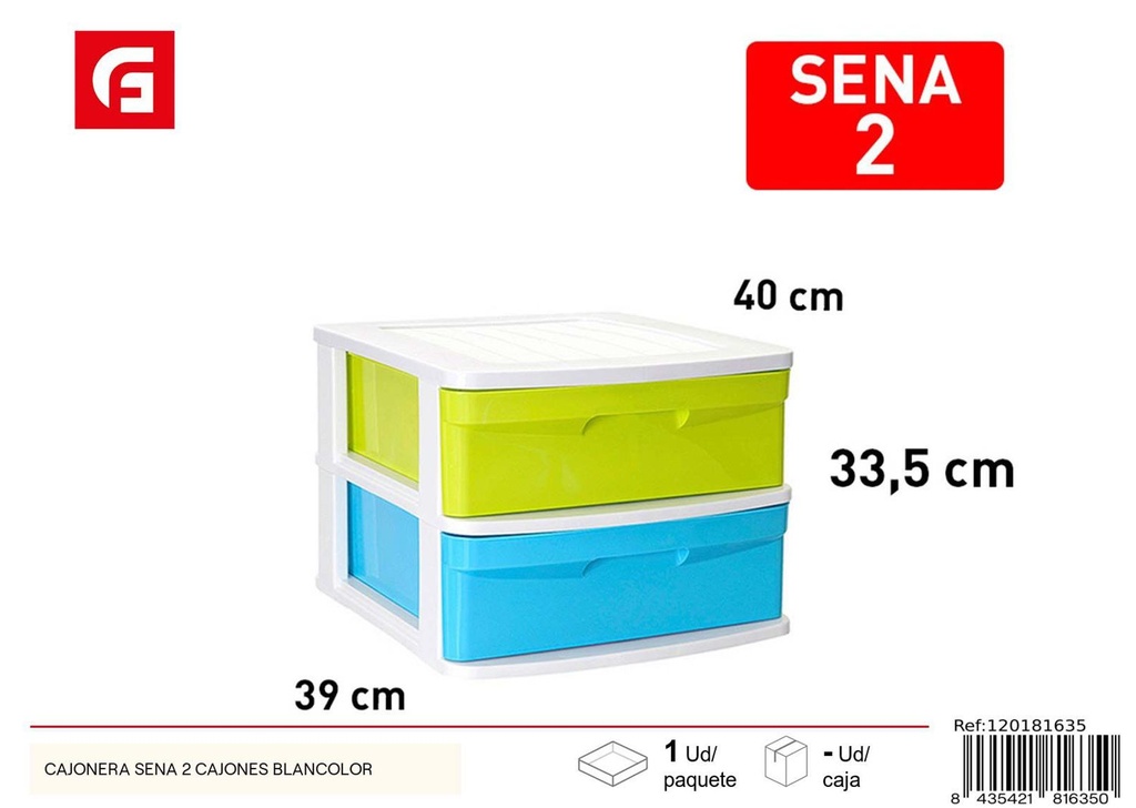 Cajonera Sena 2 cajones blanco para almacenamiento