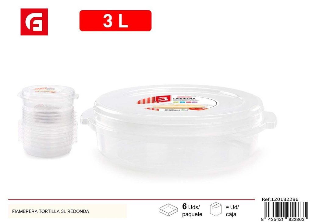 Fiambrera tortilla 3L redonda - Contenedores de alimentos