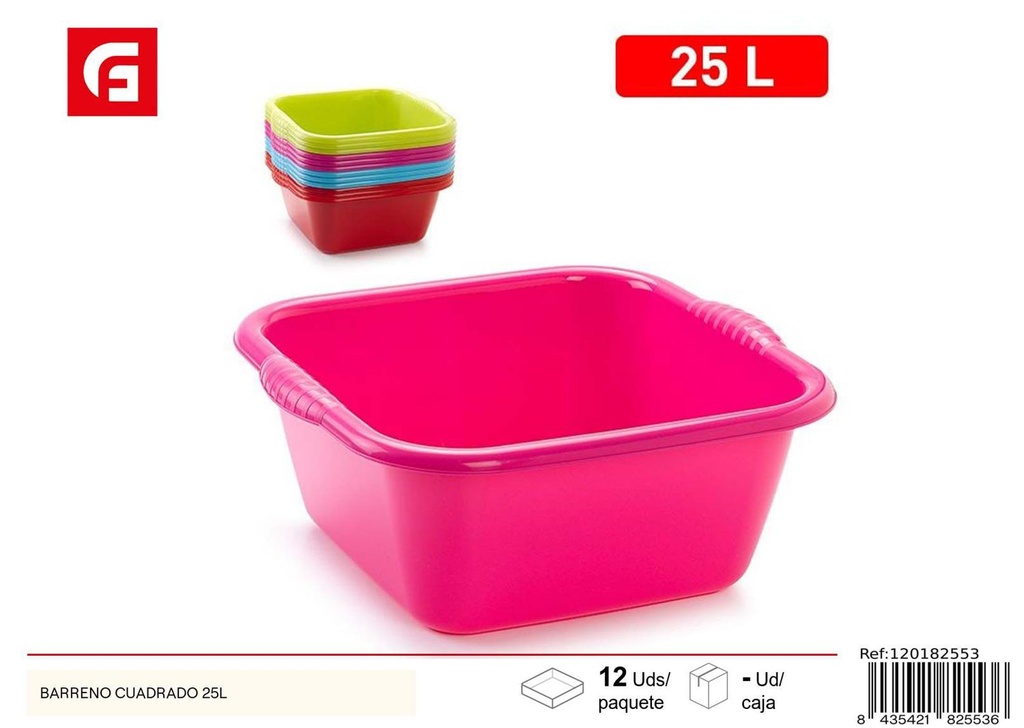 Barreno cuadrado 25L para almacenamiento y limpieza