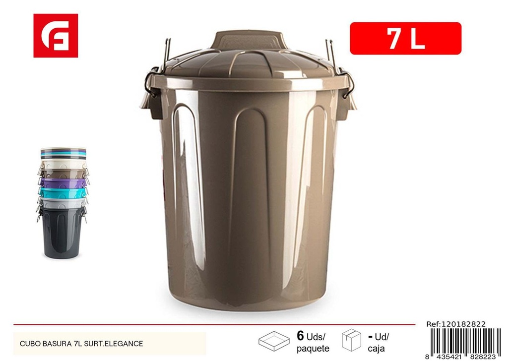 Cubo de basura 7L surtido Elegance para hogar y oficina