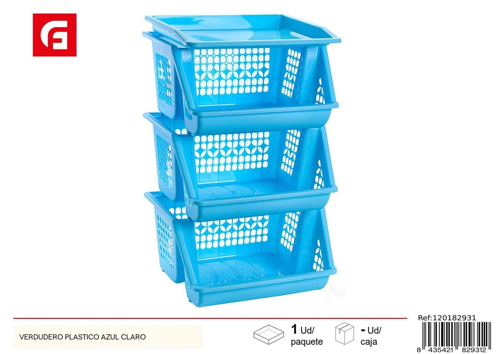 Colador de verduras plástico azul claro - Utensilios de cocina