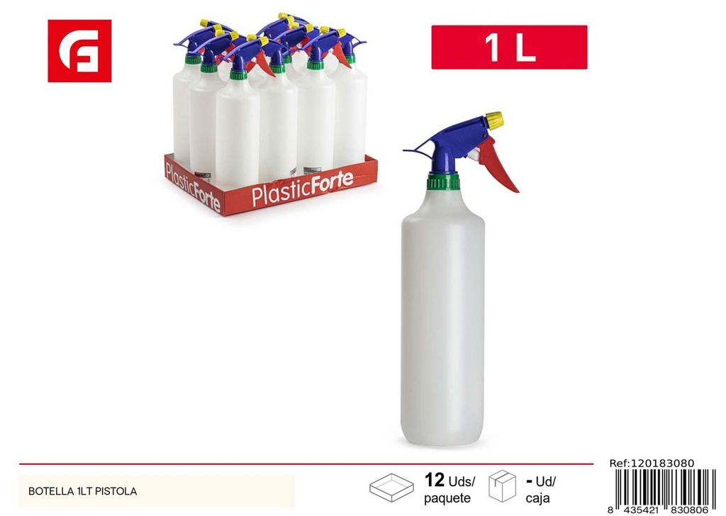 Botella plástica 1L con pistola - Pulverizador para el hogar