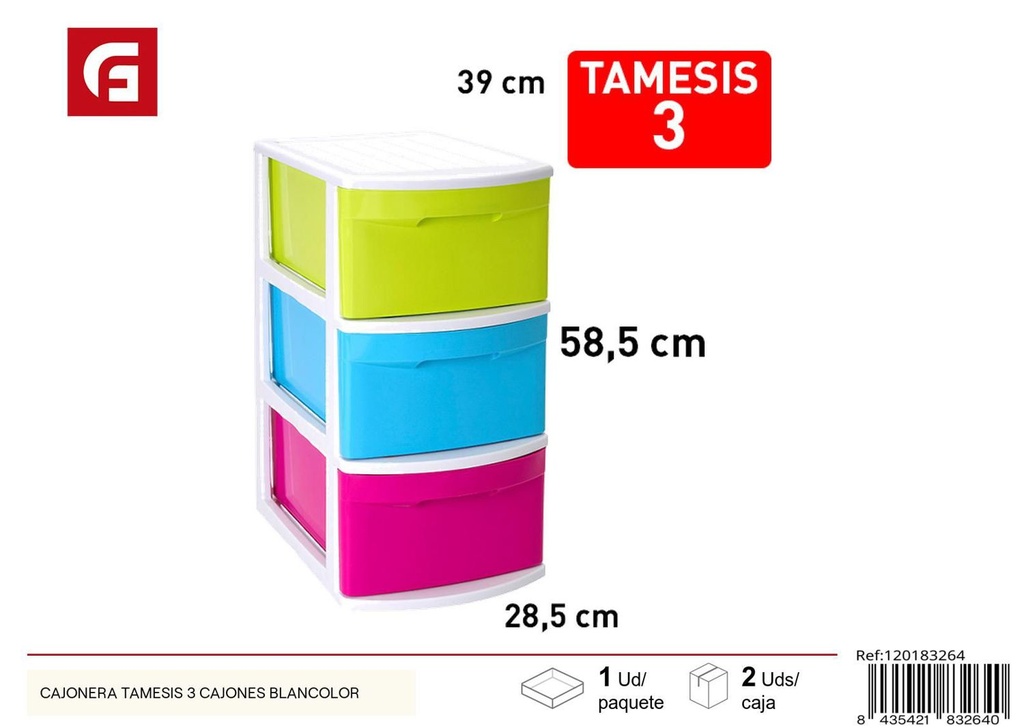 Cajonera Tamesis 3 cajones para almacenamiento