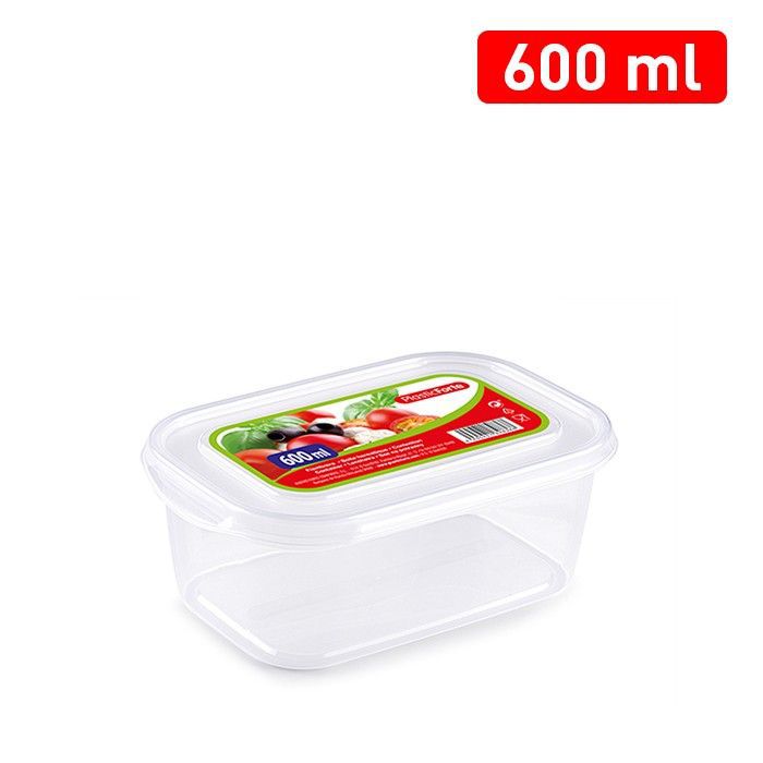 Fiambrera rectangular básica 600ml para alimentos