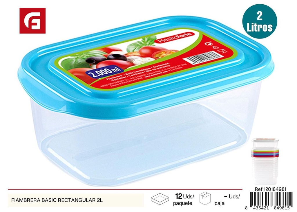 Fiambrera rectangular básica 2L - Utensilios de cocina de plástico