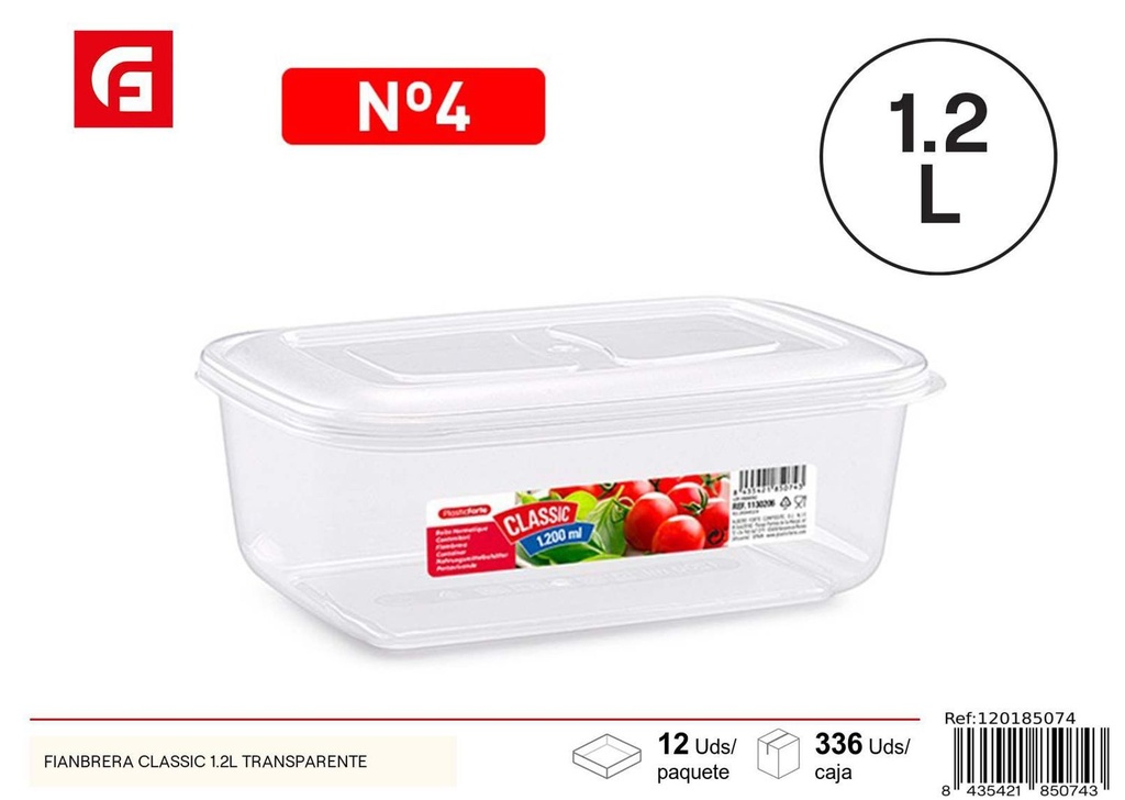 Fiambrera Classic 1.2L transparente para alimentos