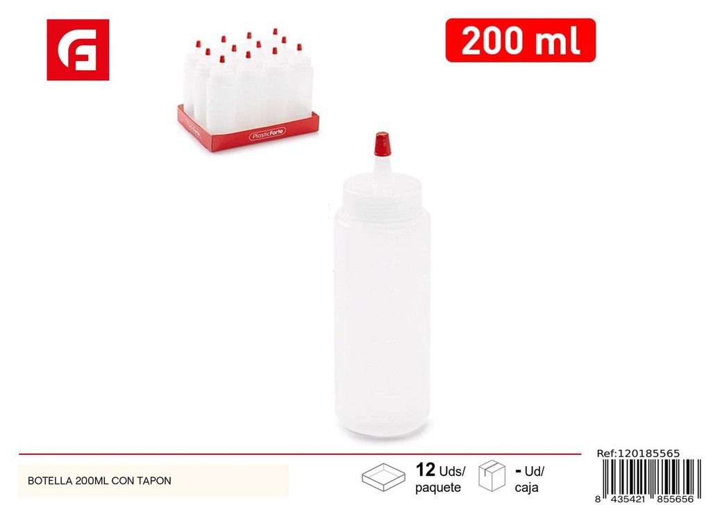 Botella de 200ml con tapón - Utensilios de cocina
