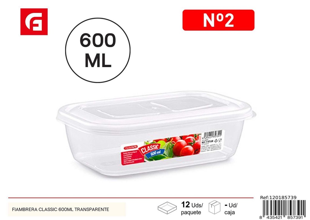 Fiambrera classic 600 ml transparente - Utensilios de cocina de plástico