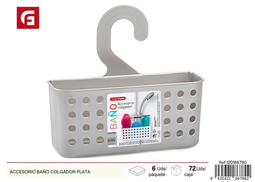 Colgador de baño plata para organización