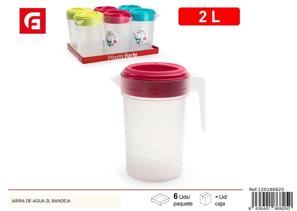 Jarra de agua de plástico 2L con bandeja para cocina