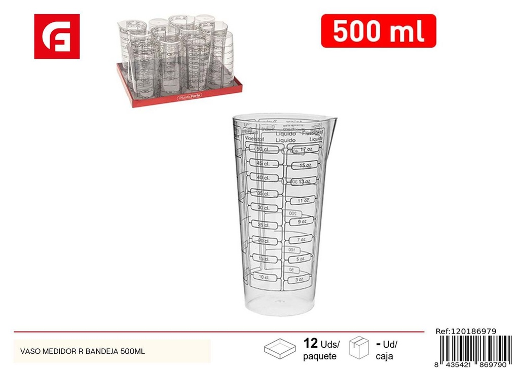 Vaso medidor con bandeja 500ml para cocina