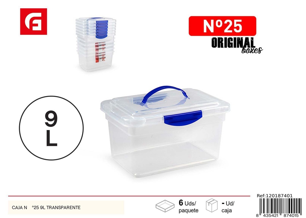 Caja de plástico transparente número 25 9L - Almacenamiento en casa