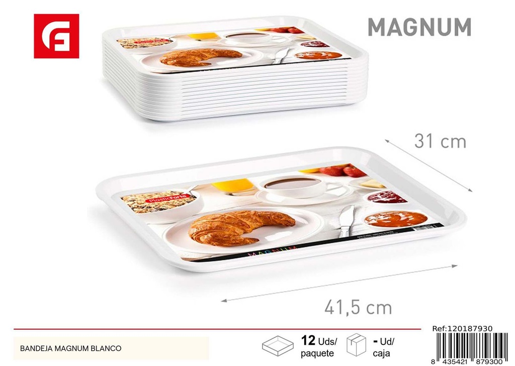 Bandeja Magnum blanca para servir