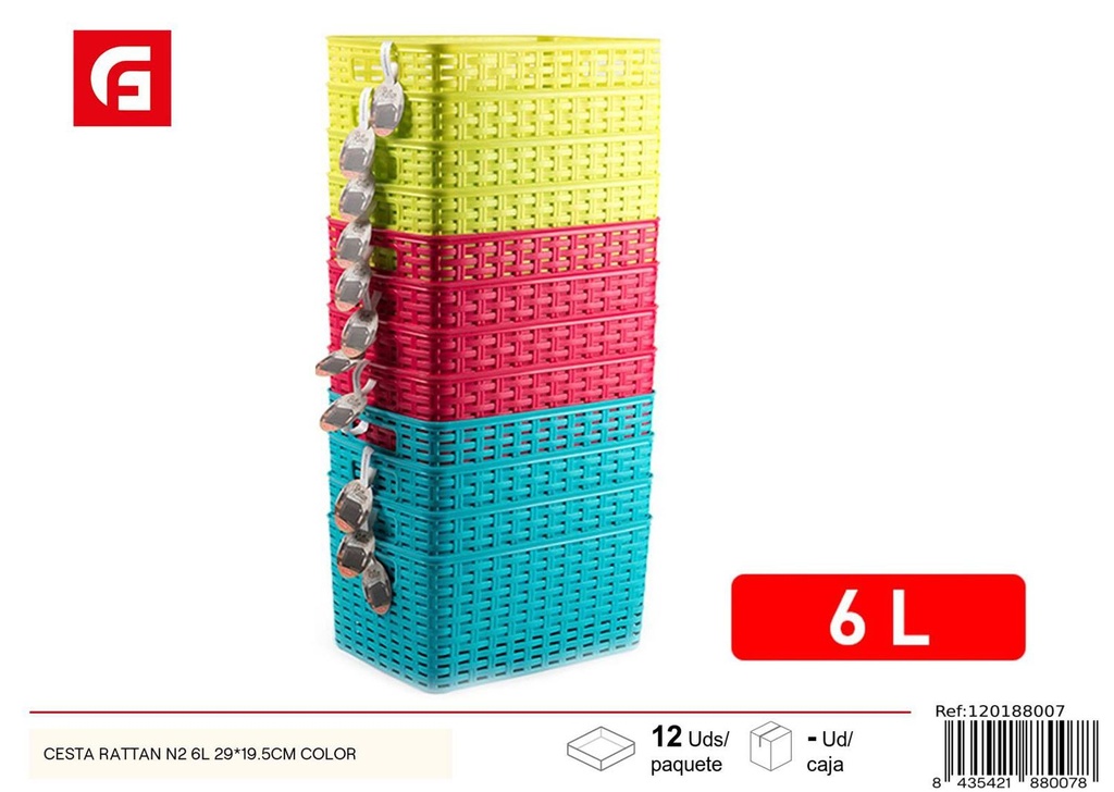 Cesta rattan N2 6L 29x19.5cm color para almacenamiento