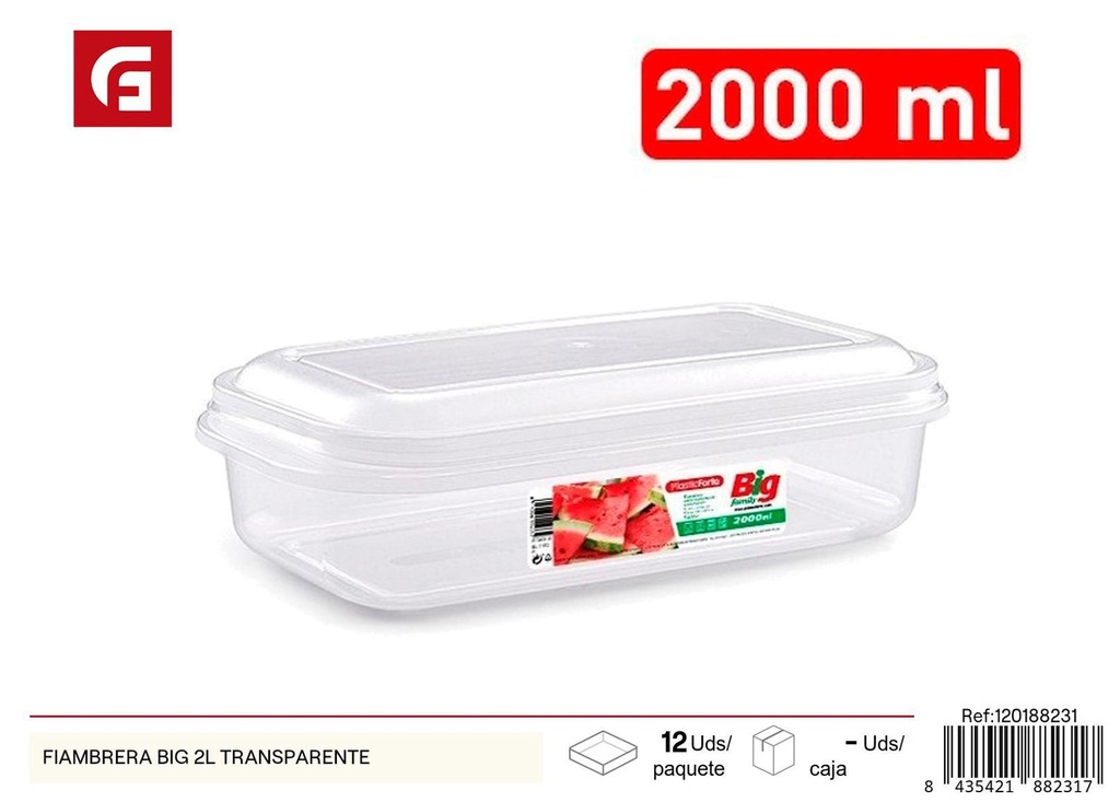 Fiambrera big 2L transparente - Utensilios de cocina y fiambreras
