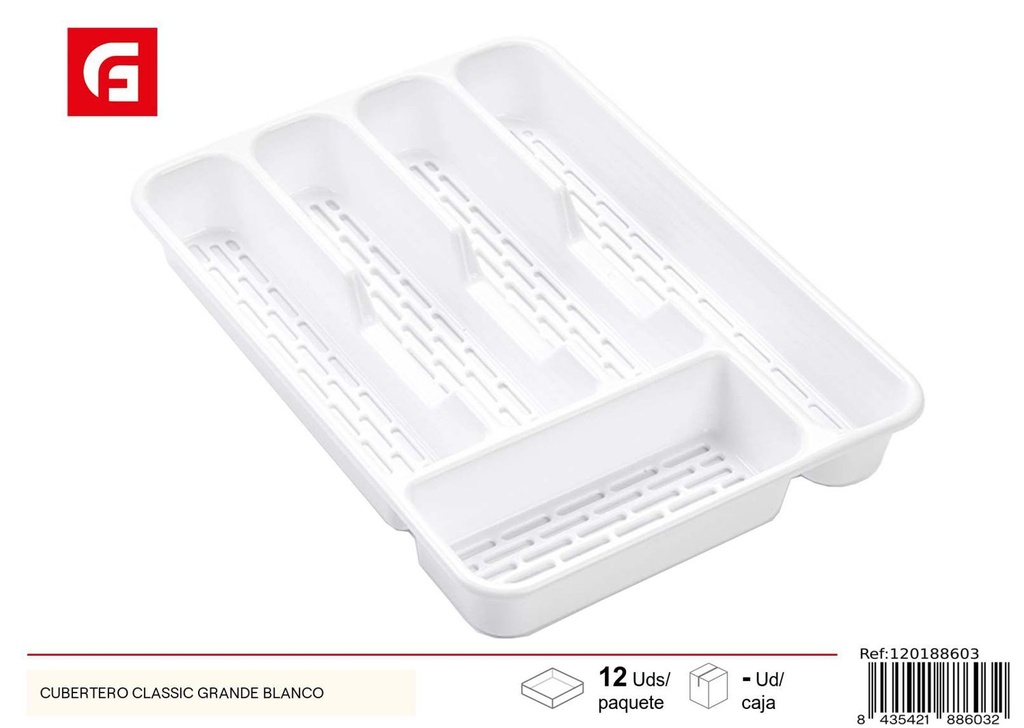 Cubertero grande blanco Classic para cocina