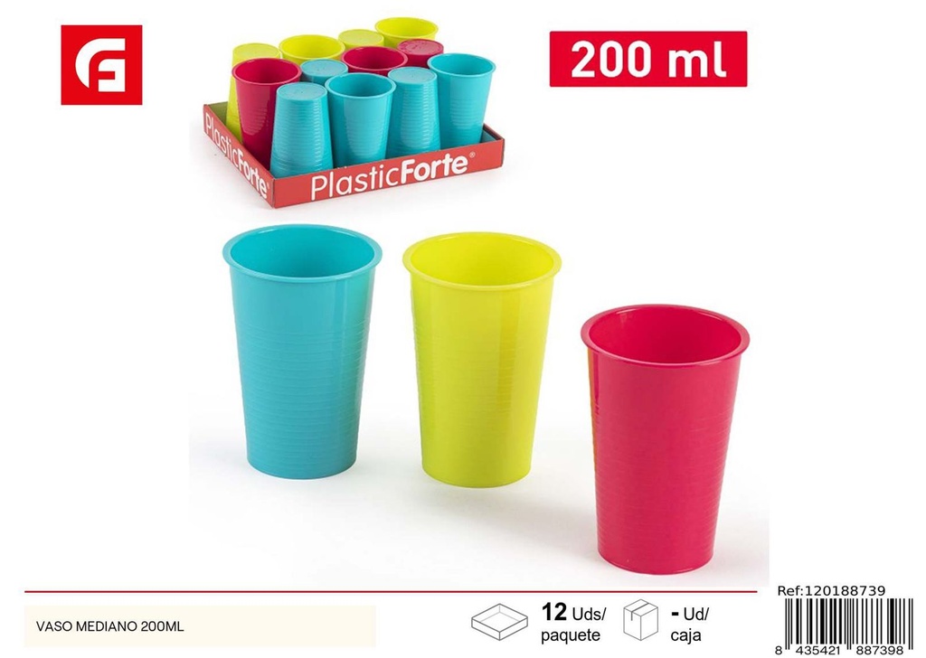 Vaso mediano de plástico 200ml