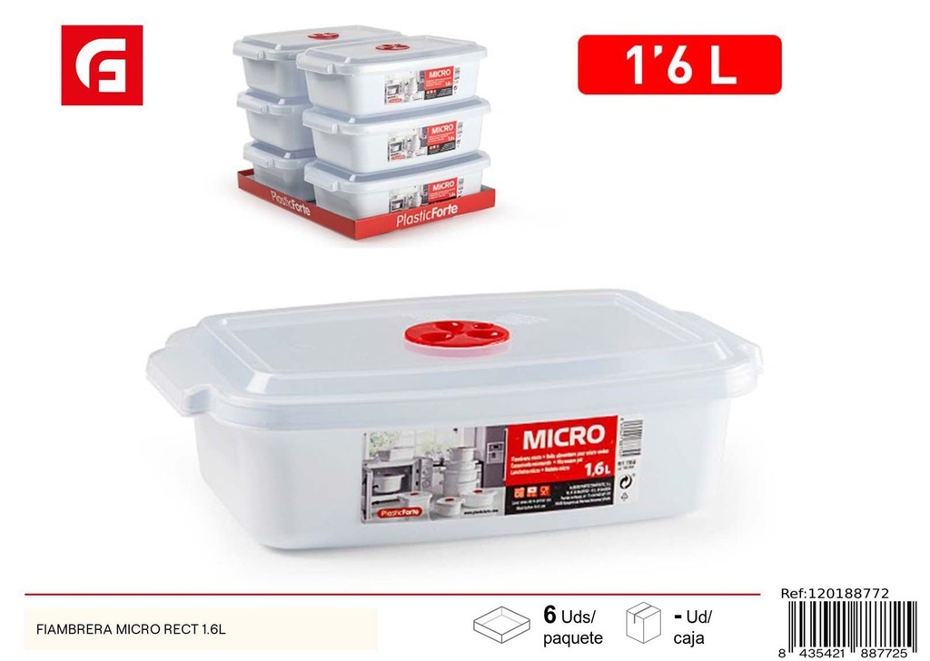 Fiabrera rectangular micro 1.6L - Plásticos de cocina