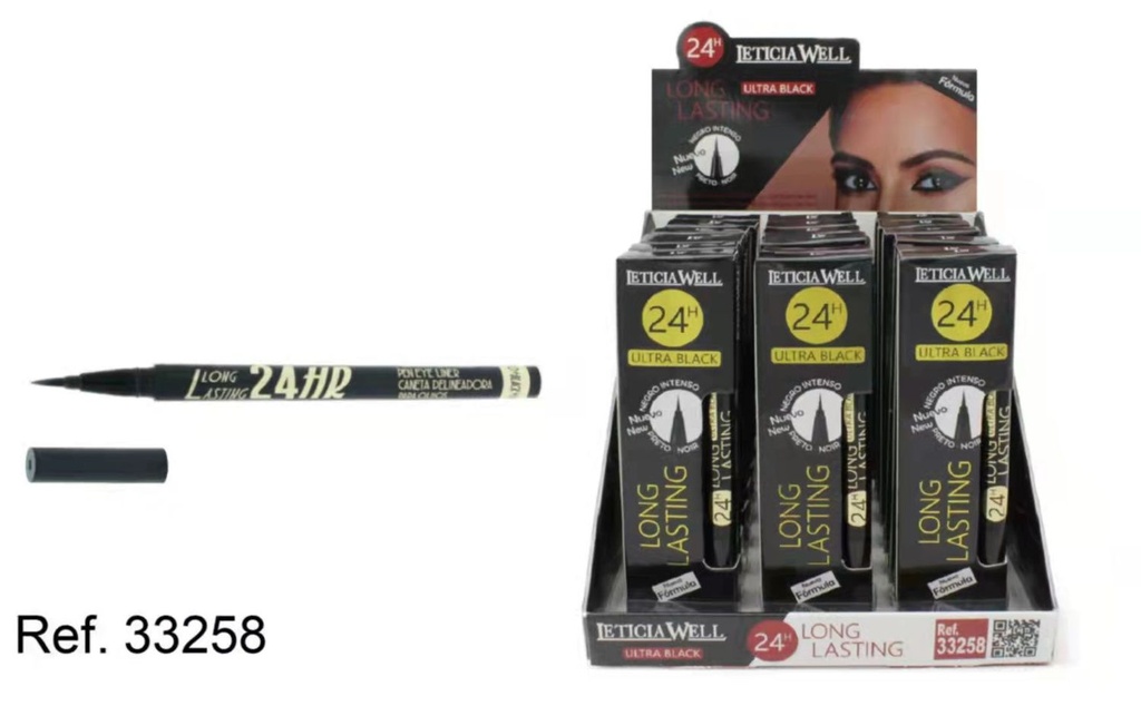 Rotulador negro ultra 24h 18/u para maquillaje duradero