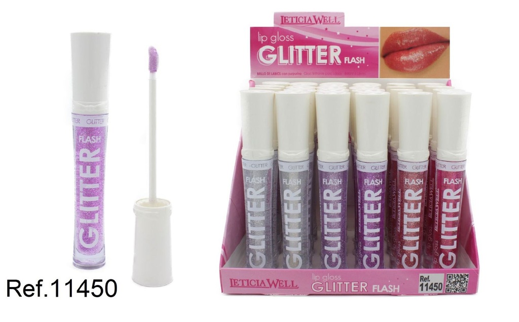 Brillo labial glitter flash 24/u 11450 LW para maquillaje