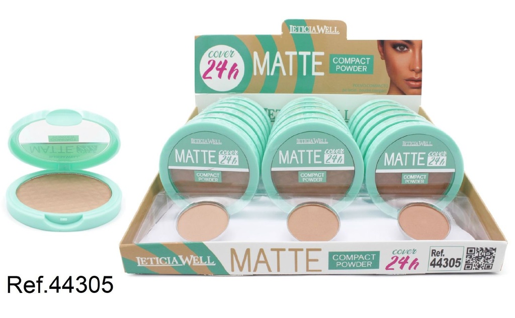 Compacto mate cover 24h 18/u Leticia Well para maquillaje