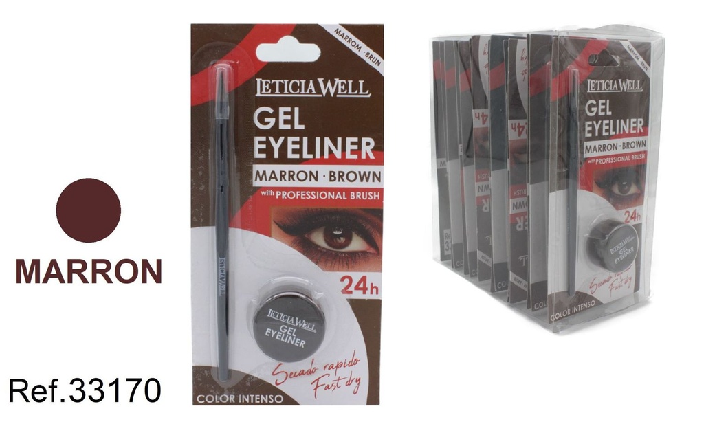 Gel eyeliner con pincel marrón 12/u para maquillaje de ojos