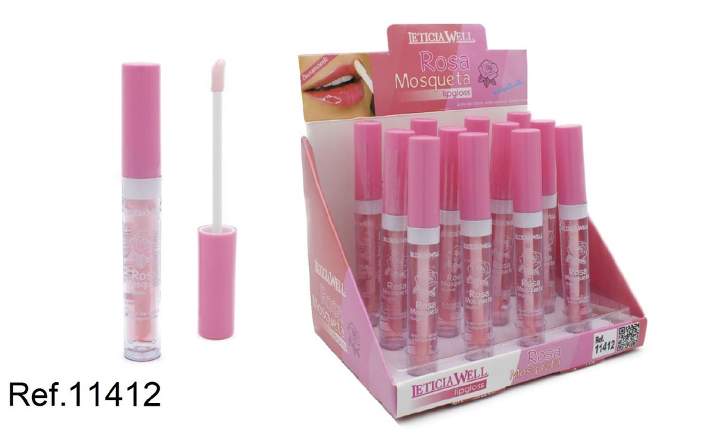 Brillo labial rosa mosqueta 12/u 11412 para maquillaje