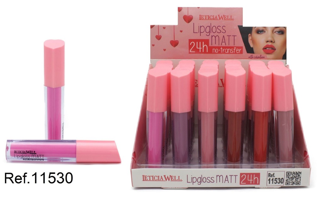 Labial corazón mate 24h 24/u Leticia Well para maquillaje duradero