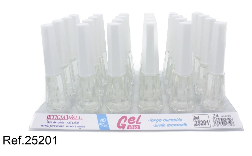 Laca de uñas gel efecto incolor 24/u 25201 Leticia Well para manicura