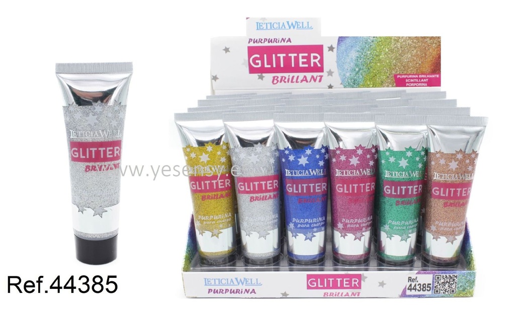 Purpurina glitter brillante 24/u 44385 para decoración de uñas