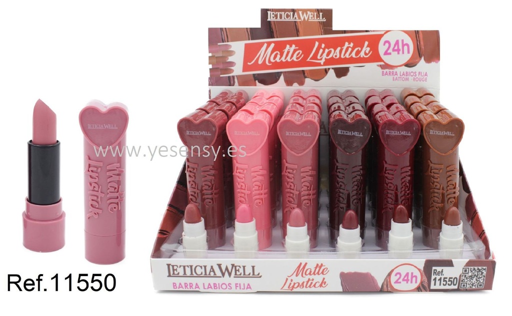 Labial mate corazón 24h 24/u Leticia Well