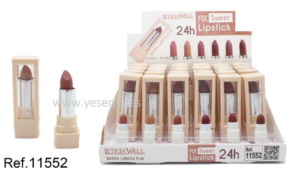 Barra de labios 24h fix sweet 24/u para maquillaje