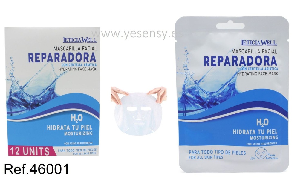 Mascarilla facial reparadora azul 12/u