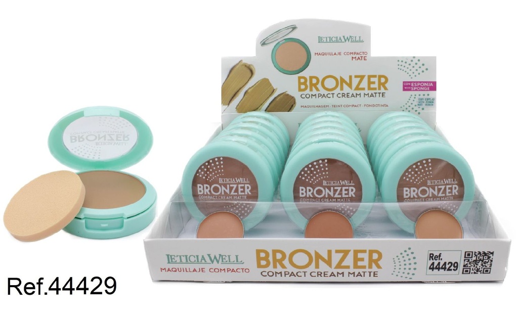 Compact cream bronzer matte 18/u 44429 Leticia Well para maquillaje