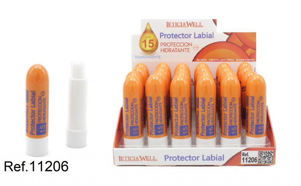 Protector labial SPF15 naranja 24/u 11206 para cuidado de labios