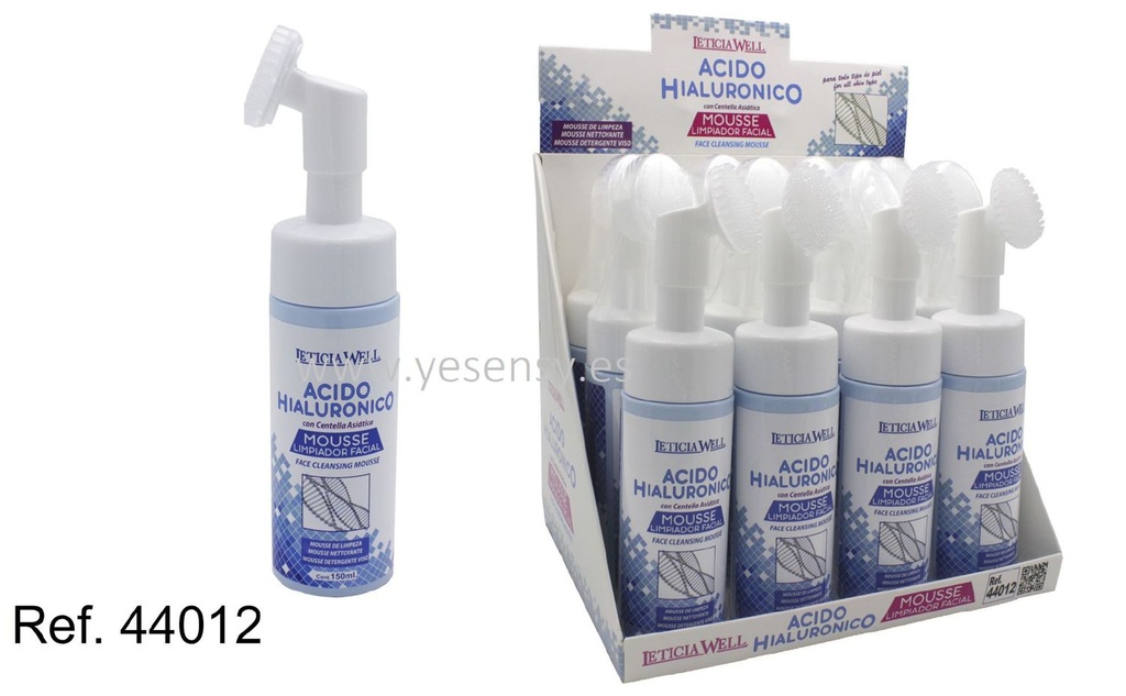 Mousse limpiador facial con ácido hialurónico 12/u 44012 para cuidado personal