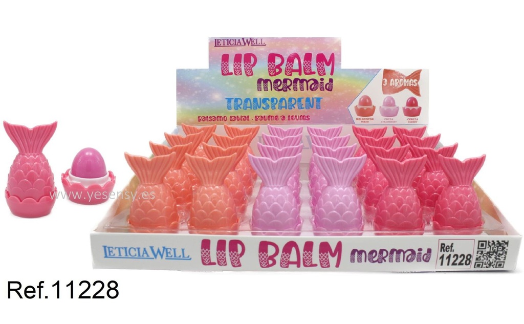 Lip balm cola de sirena 24/u Leticia Well para hidratación labial