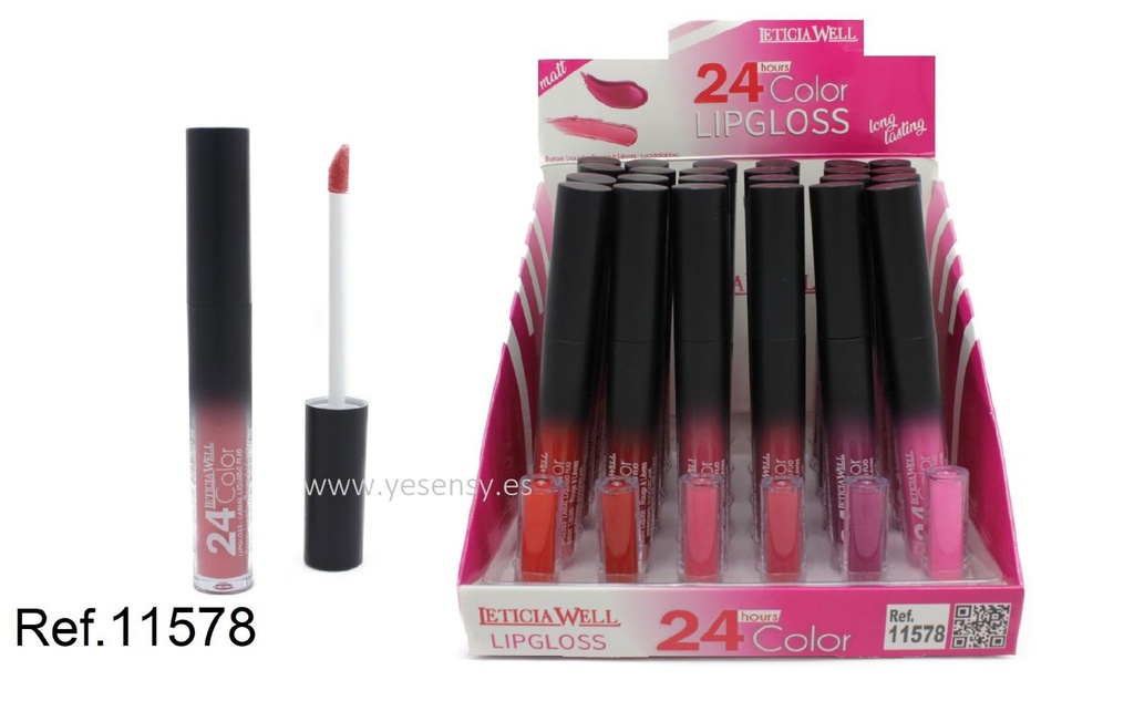 Lipgloss 24H color long lasting 24 unidades - Maquillaje