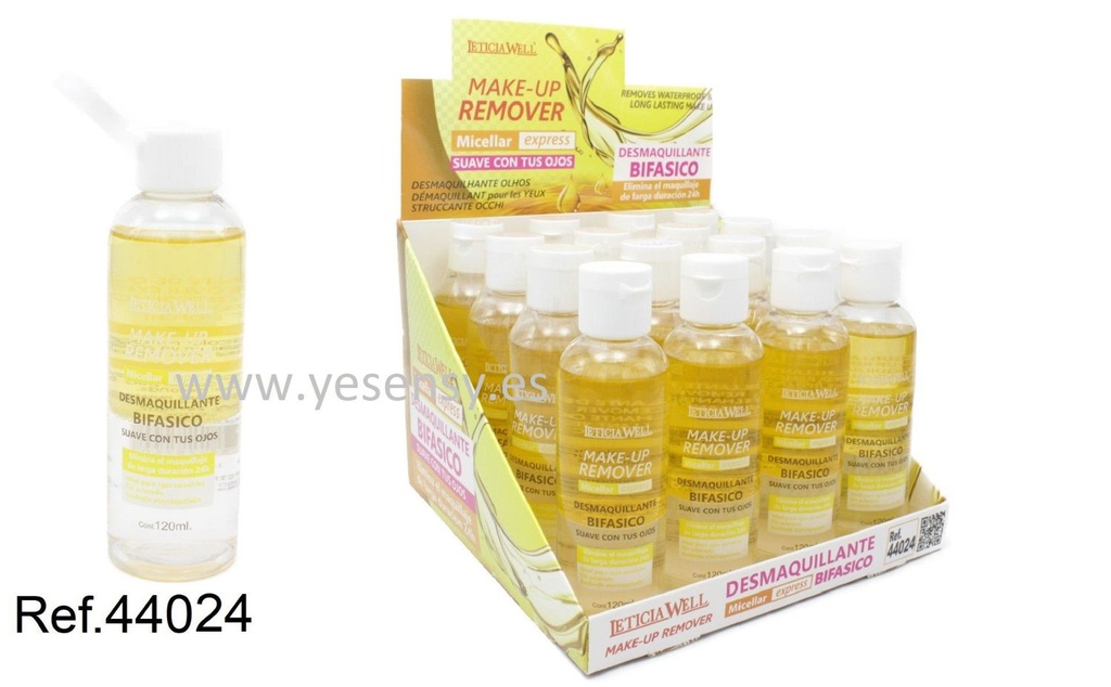 Desmaquillante bifásico ojos amarillo 16/u - Cosméticos