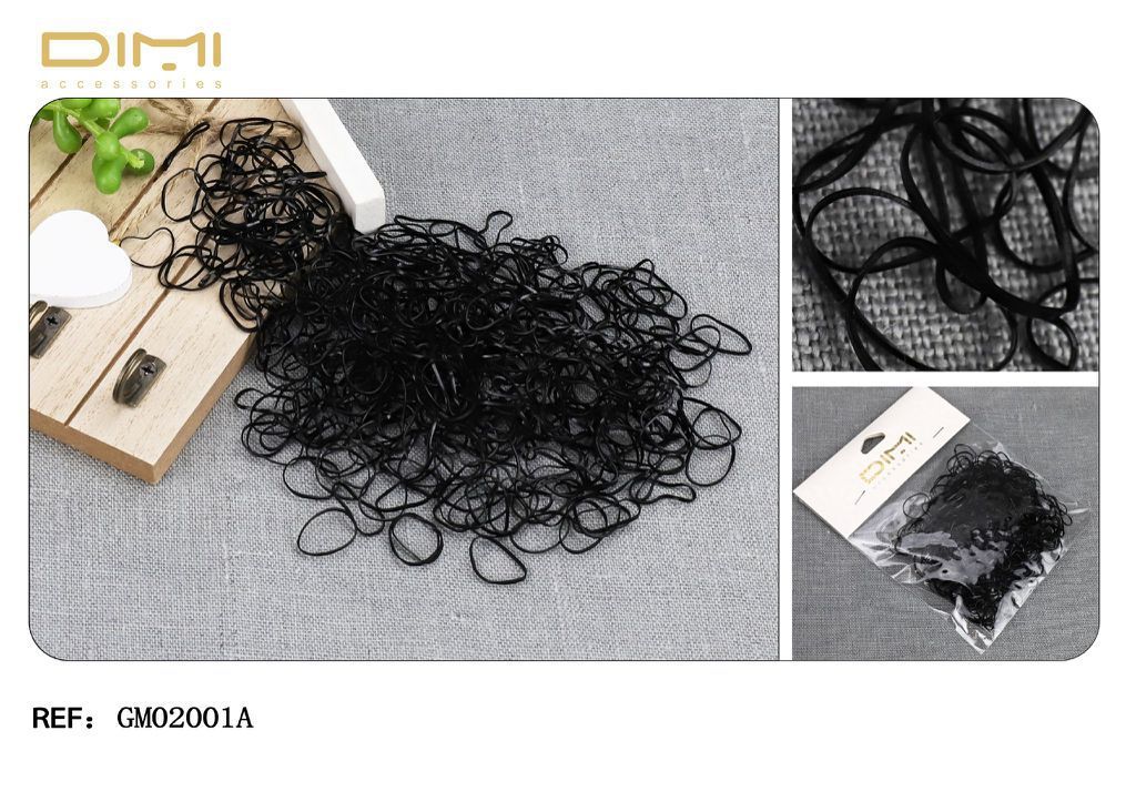 Gomitas de pelo 1 cm negro 24 u - Gomas para el cabello