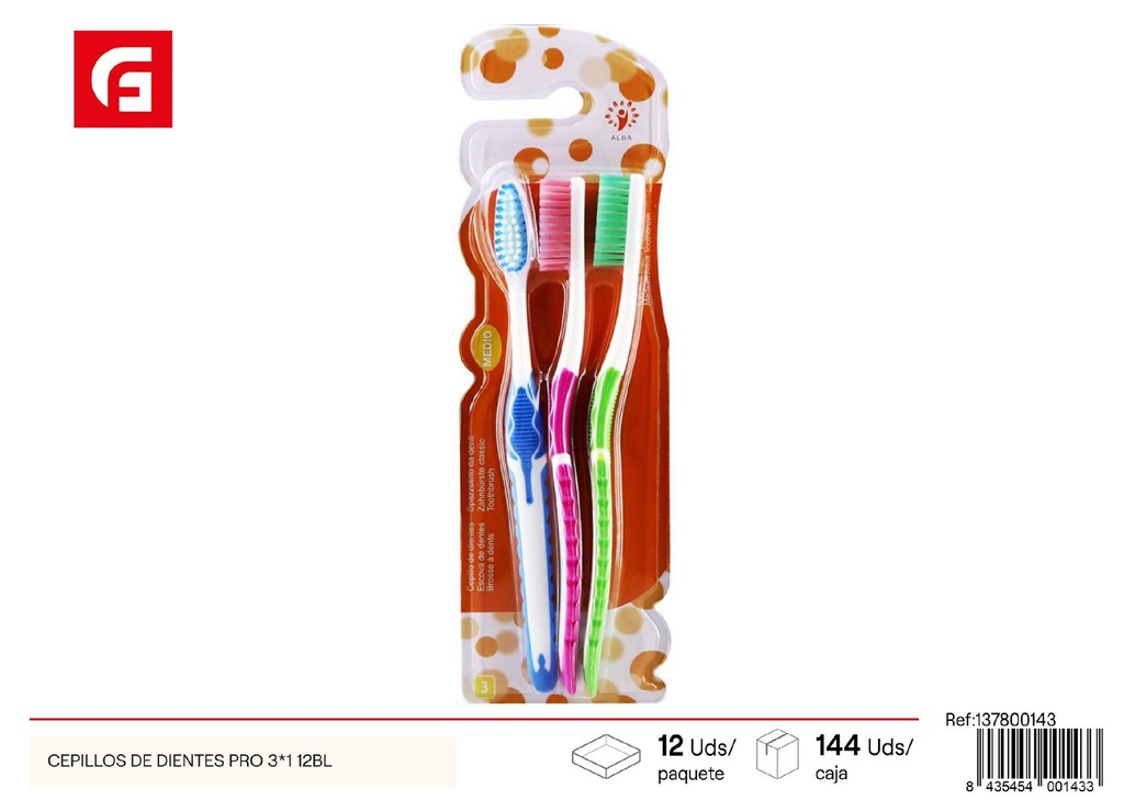  Cepillos de dientes Pro 3*1 12bl - Productos de cuidado personal