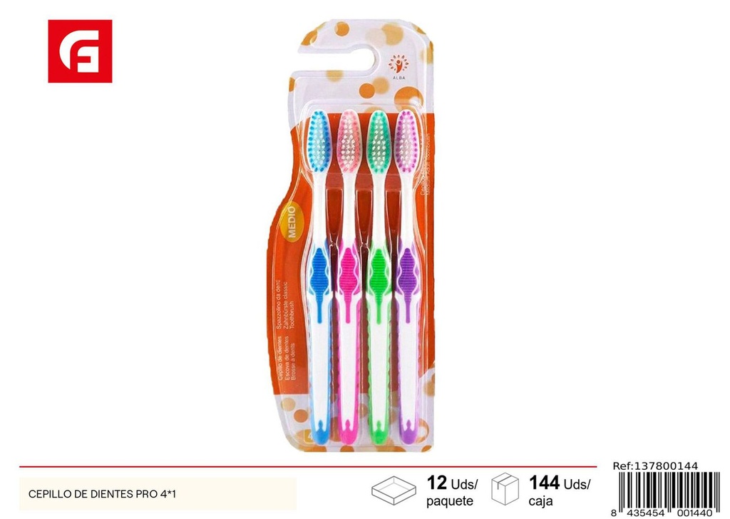 Cepillo de dientes Pro 4 unidades - Productos de cuidado personal