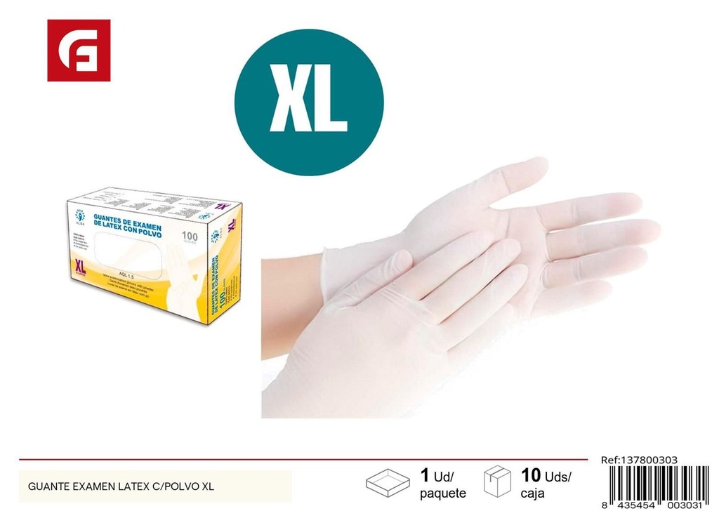 Guantes de examen látex con polvo XL