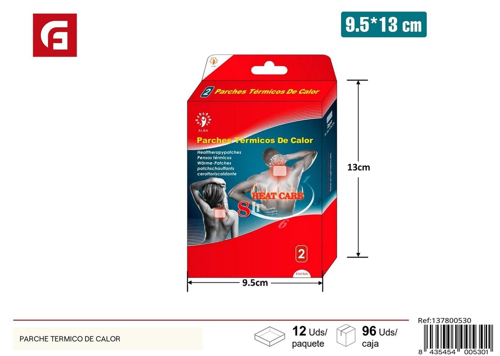 Parche térmico de calor 8.5x13cm - Productos de cuidado personal