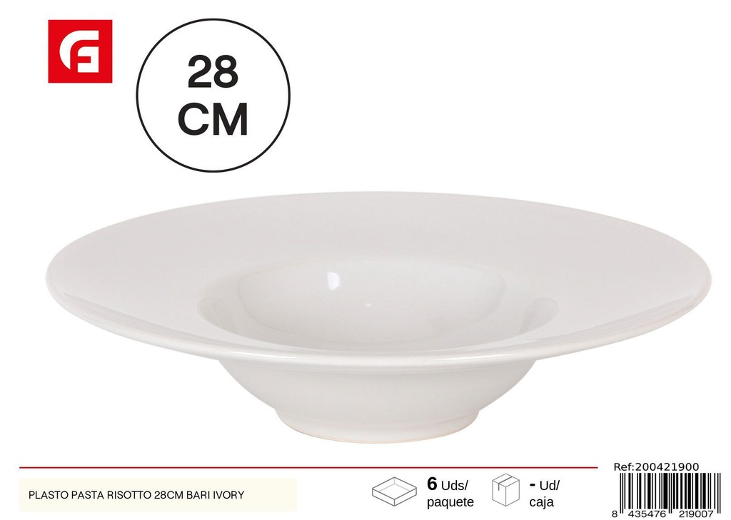 Plato cerámico para pasta risotto 28 cm - Utensilios de cocina